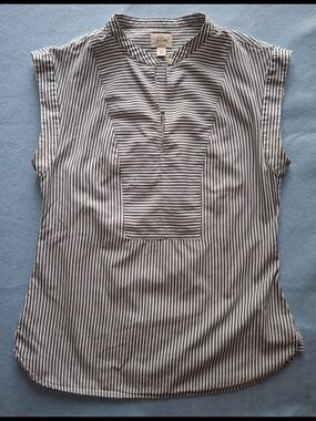 J. Crew Sleeveless Striped Cotton Top in Navy and White